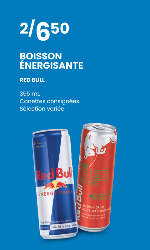 Boisson energisante red bull canettes consignees selection variee